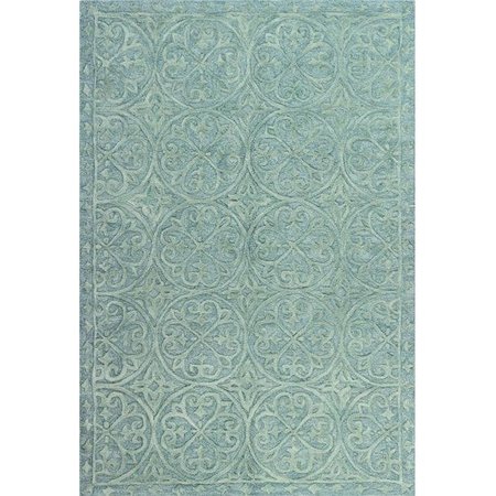 BASHIAN Bashian R130-TE-2.6X8-LC157 Verona Collection Floral Transitional 100 Percent Wool Hand Tufted Area Rug; Teal - 2 ft. 6 in. x 8 ft. R130-TE-2.6X8-LC157